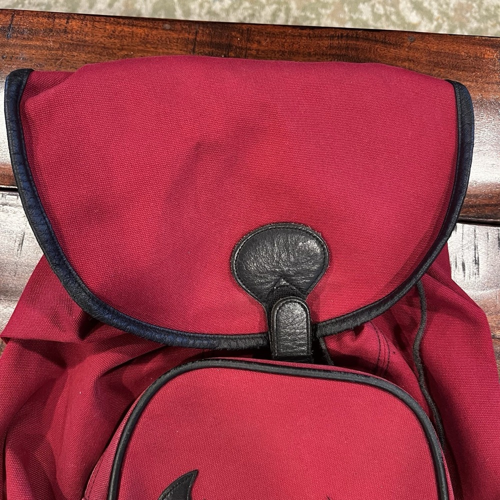 Vintage Nike Bag Swoosh Logo Canvas Cinch Backpack 90s Bookbag Red Y2K - Picture 3 of 8